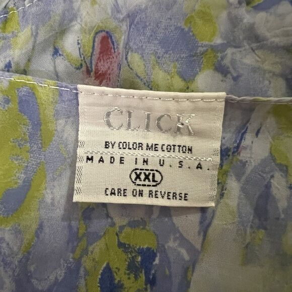 Click Color Me Cotton Floral Tiered Dress Womens Size XXL Blue Asymmetrical - Picture 2 of 8